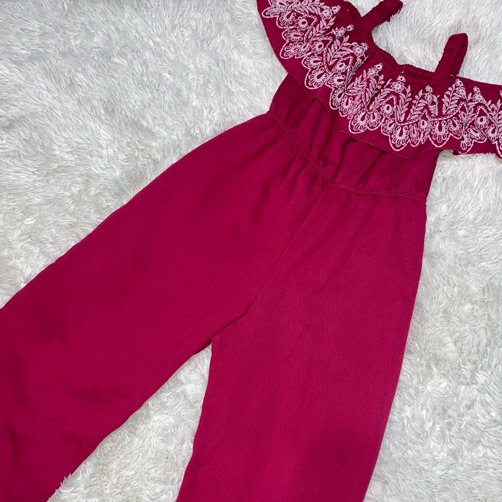 Girls pink embroidered jumpsuit 💕